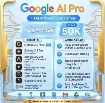 Google AI Pro 1 Tahun - Gemini Pro 1 Tahun