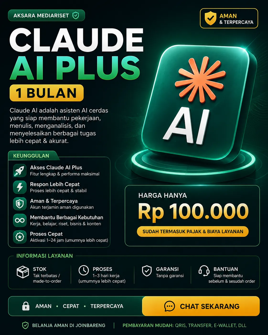 Claude ai plus 1 bulan