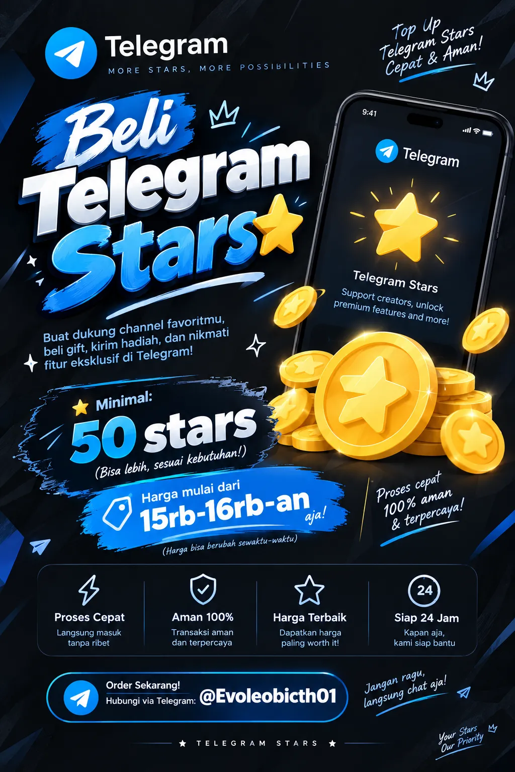 Telegram Stars ⭐ 50 Stars — Fast Top Up