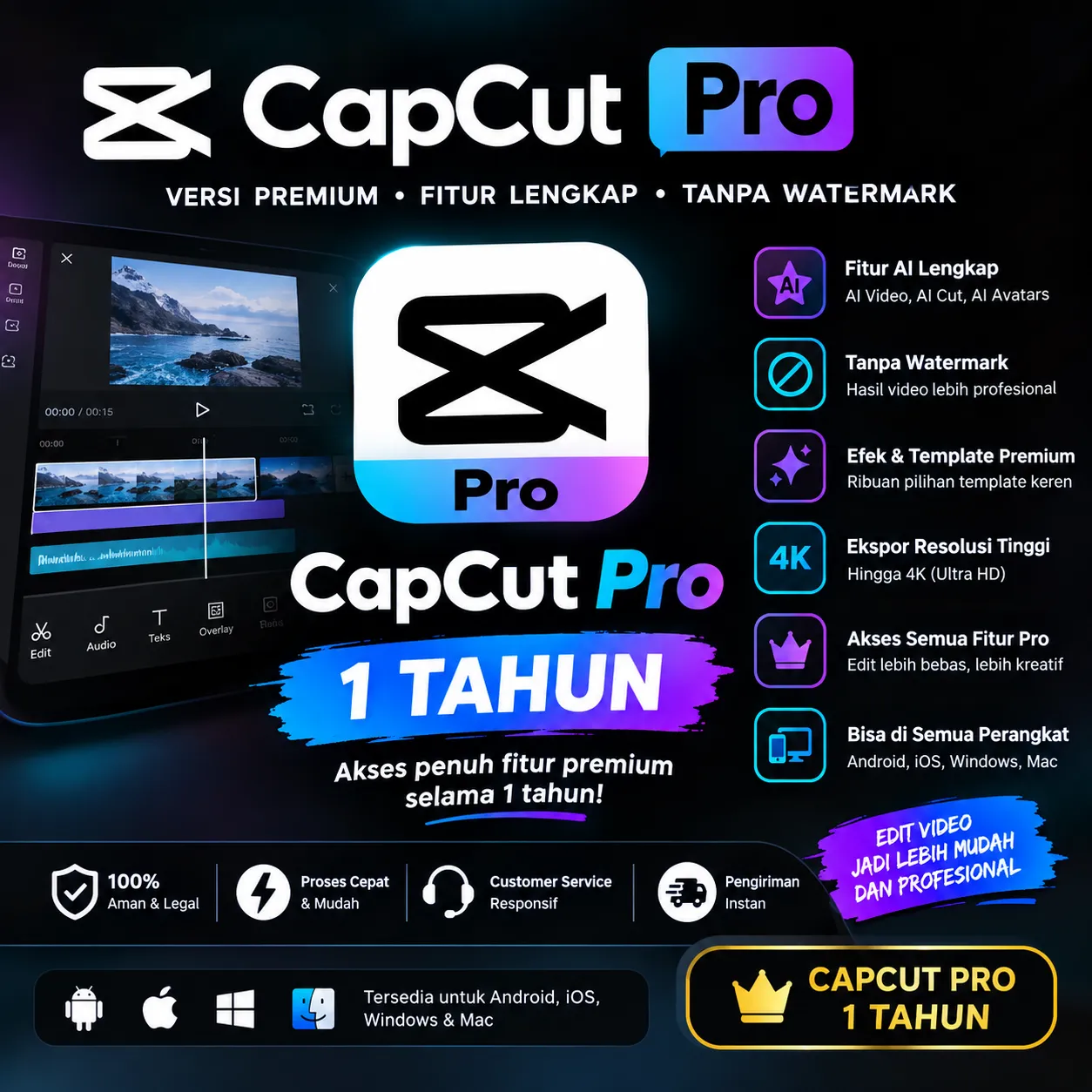 CAPCUT PRO 1 TAHUN FULL AKSES PREMIUM