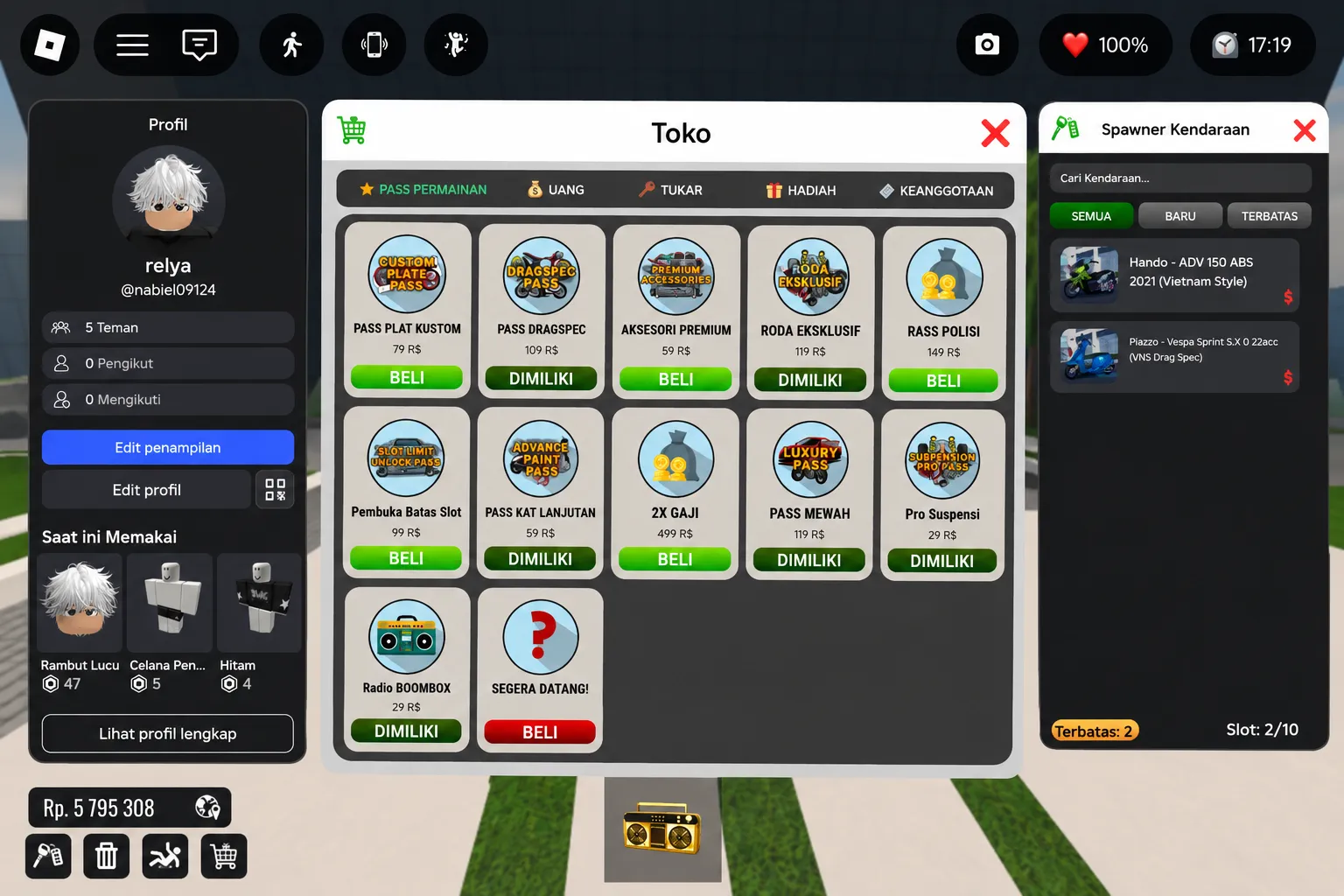 Akun Roblox spek DDS