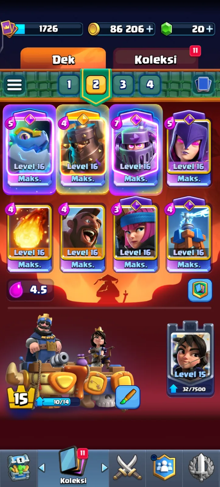 akun class royale benteng raja 15 + evo banyak spek GG